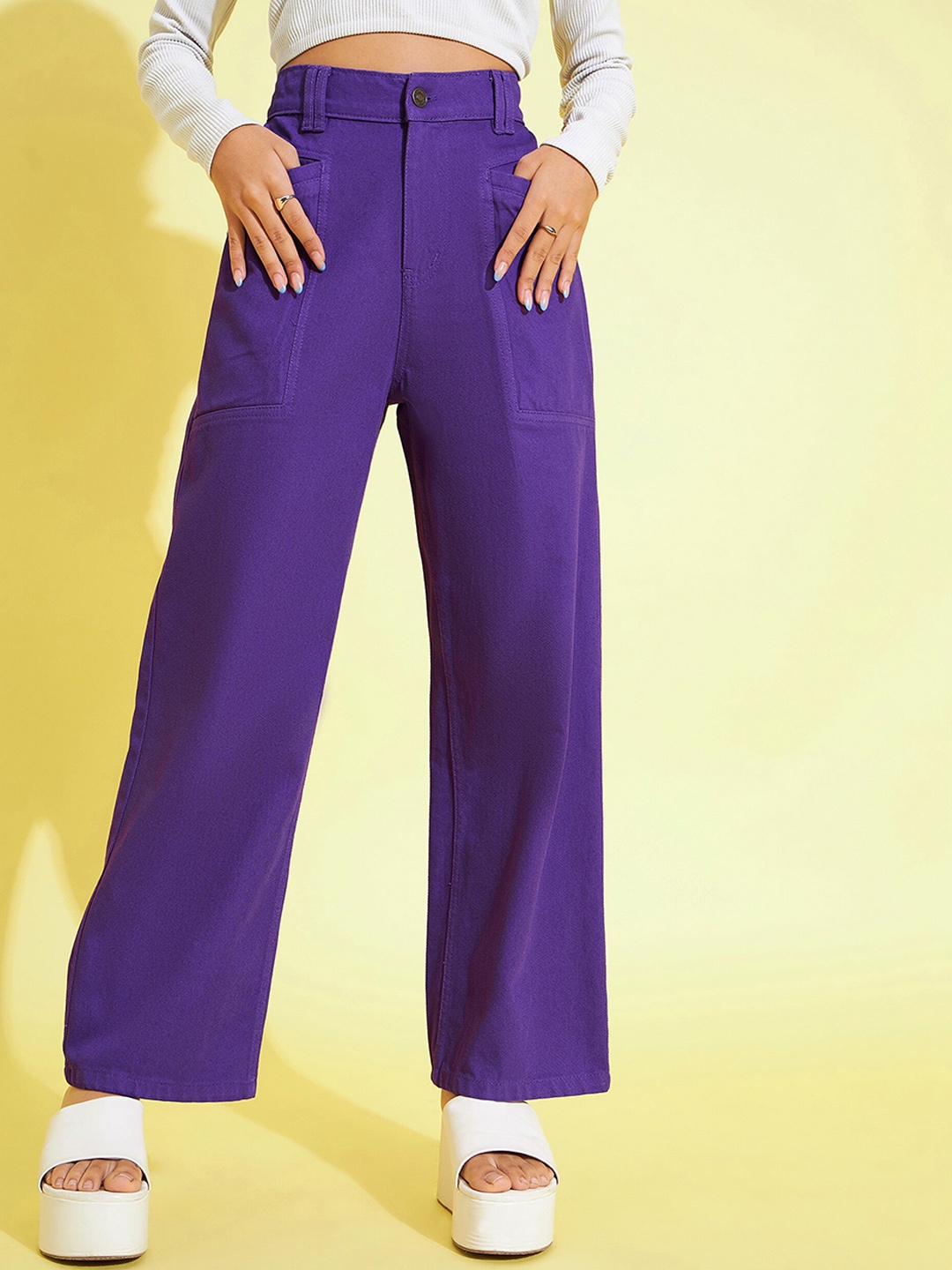 

Noh.Voh - SASSAFRAS Kids Girls Straight Fit Clean Look Pure Cotton Jeans, Purple