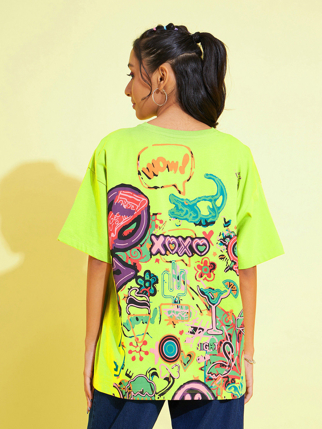 

Noh.Voh - SASSAFRAS Kids Girls Graphic Printed Cotton Oversized T-shirt, Green