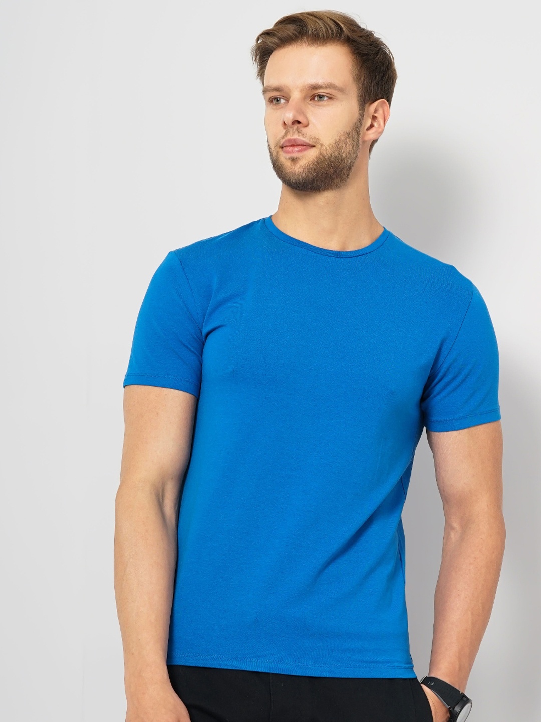 

Celio Round Neck Slim Fit Cotton T-shirt, Blue