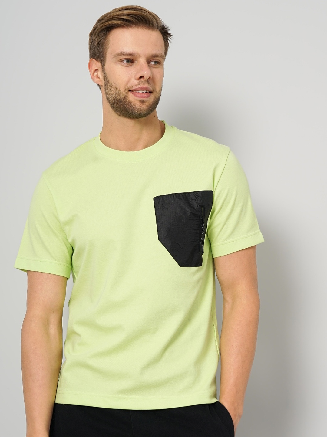 

Celio Round Neck Relaxed Fit Cotton T-shirt, Green
