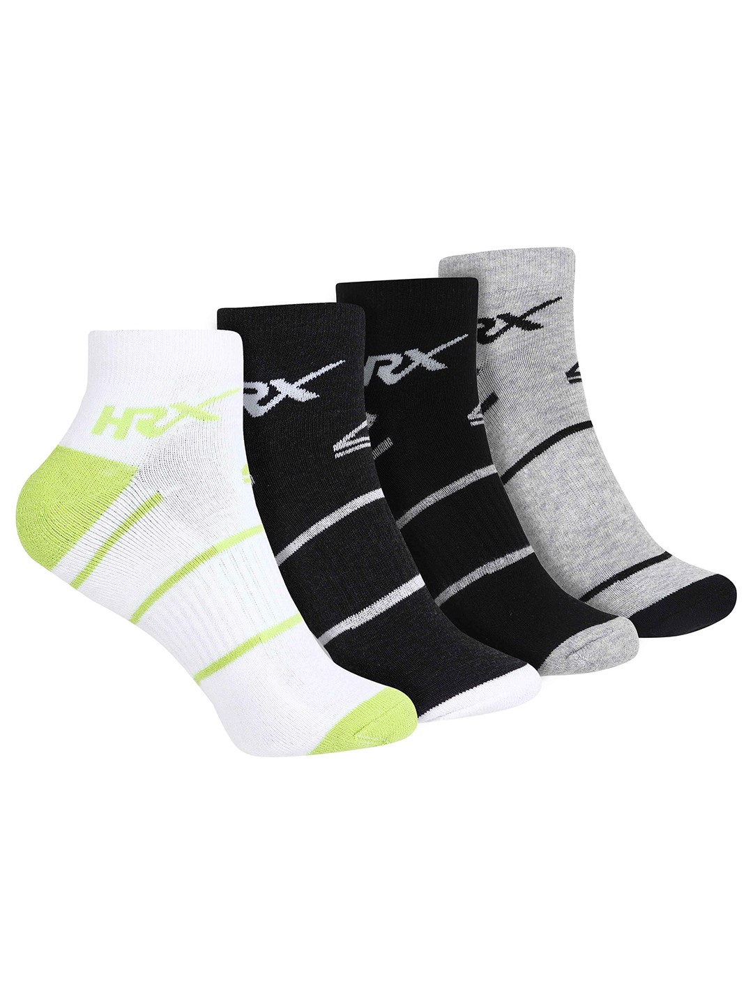 

HRX by Hrithik Roshan Pack Of 4 Patterned Ankle Length Socks, Black
