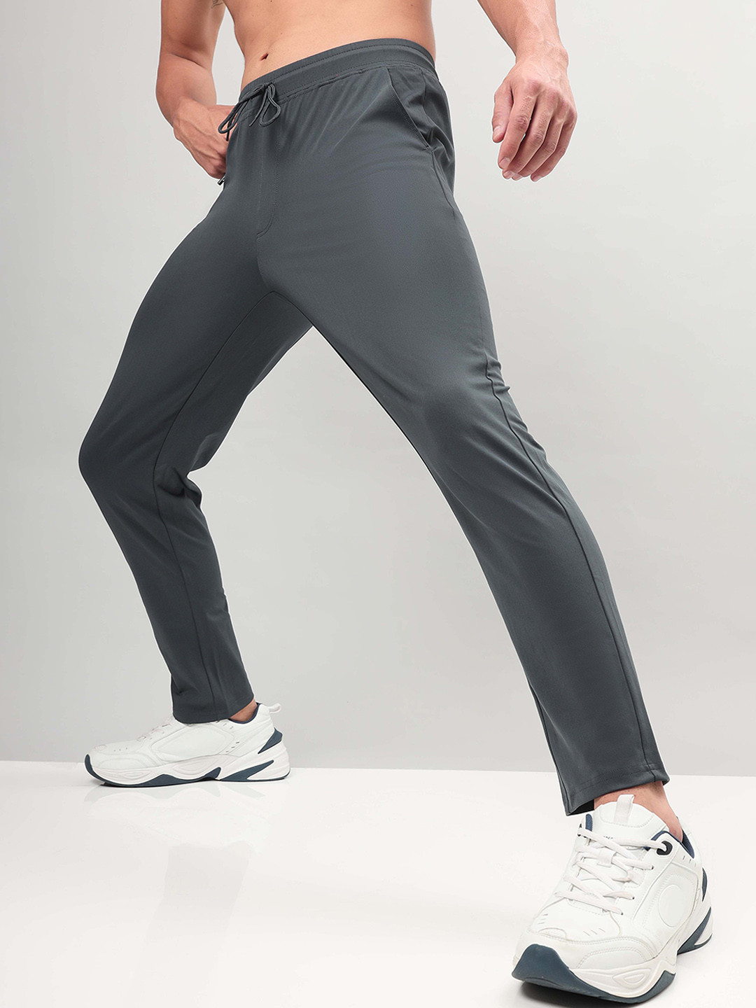 

Technosport Men Slim Fit Mid-Rise Rapid-Dry Sports Track Pants, Charcoal