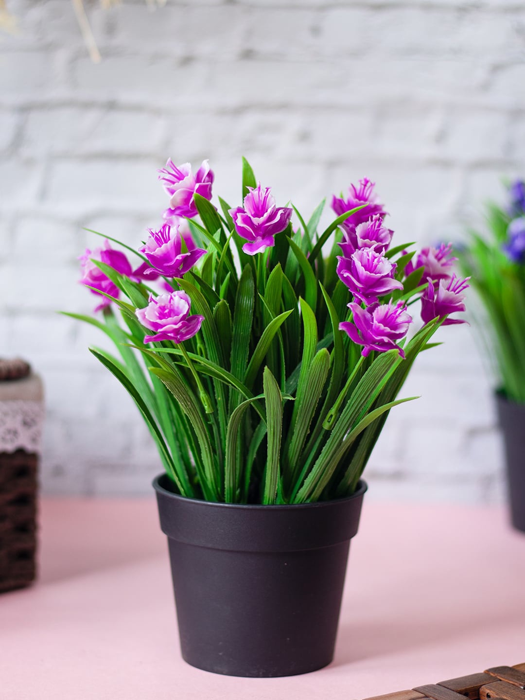 

MARKET99 Green & Pink Faux Plant With Plastic Pot