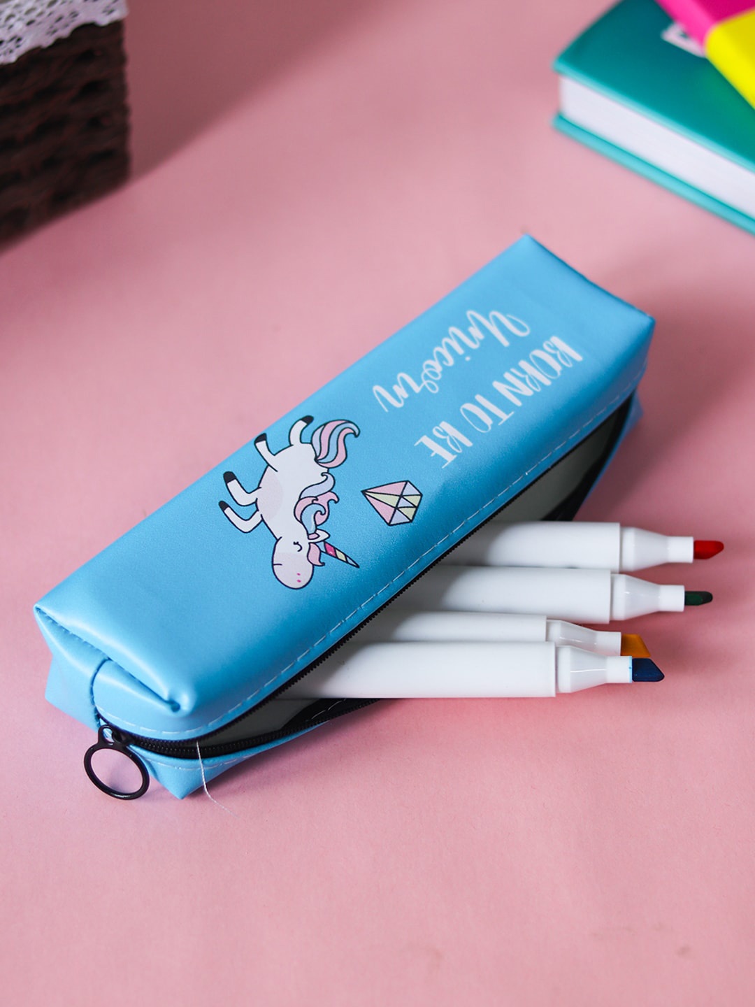 

MARKET99 Unicorn Printed Pencil Pouch, Blue