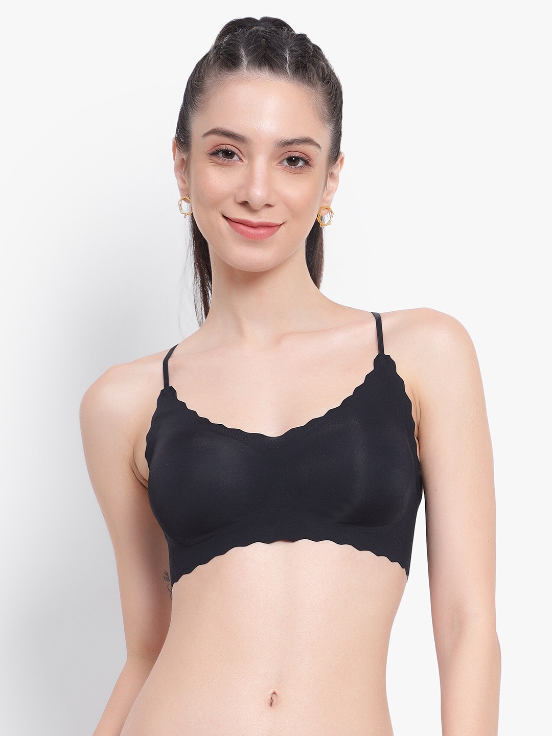 

PARKHA Full Coverage All Day Comfort Styled Back Bralette Bra, Black