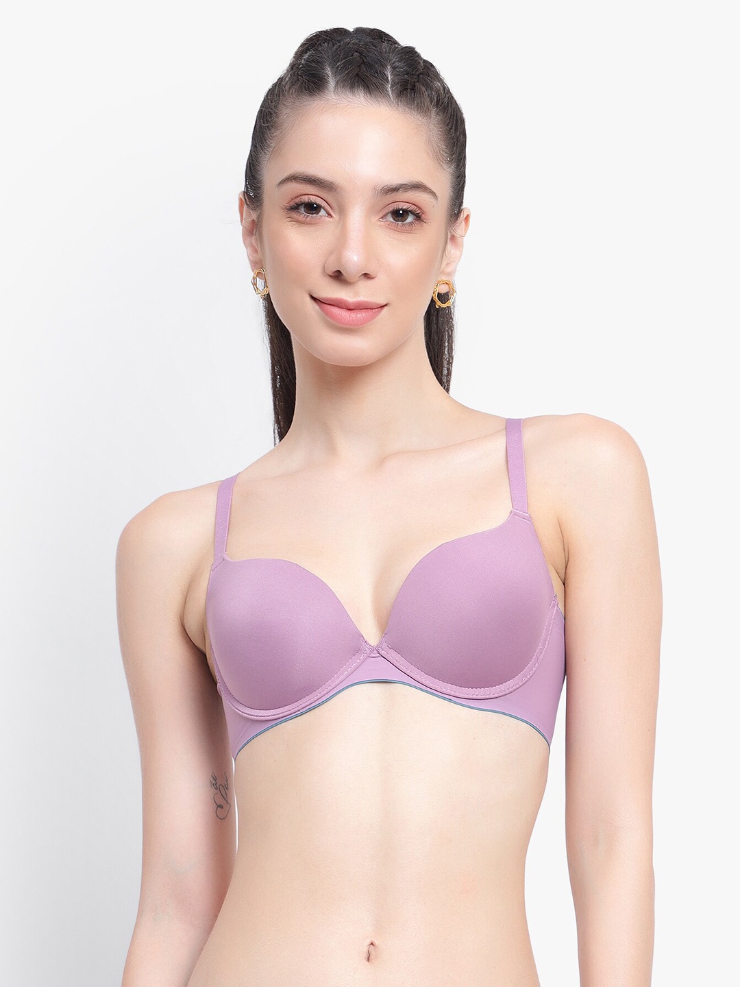 

PARKHA Half Coverage Underwired Heavily Padded 360 Degree Support Everyday Bra, Purple