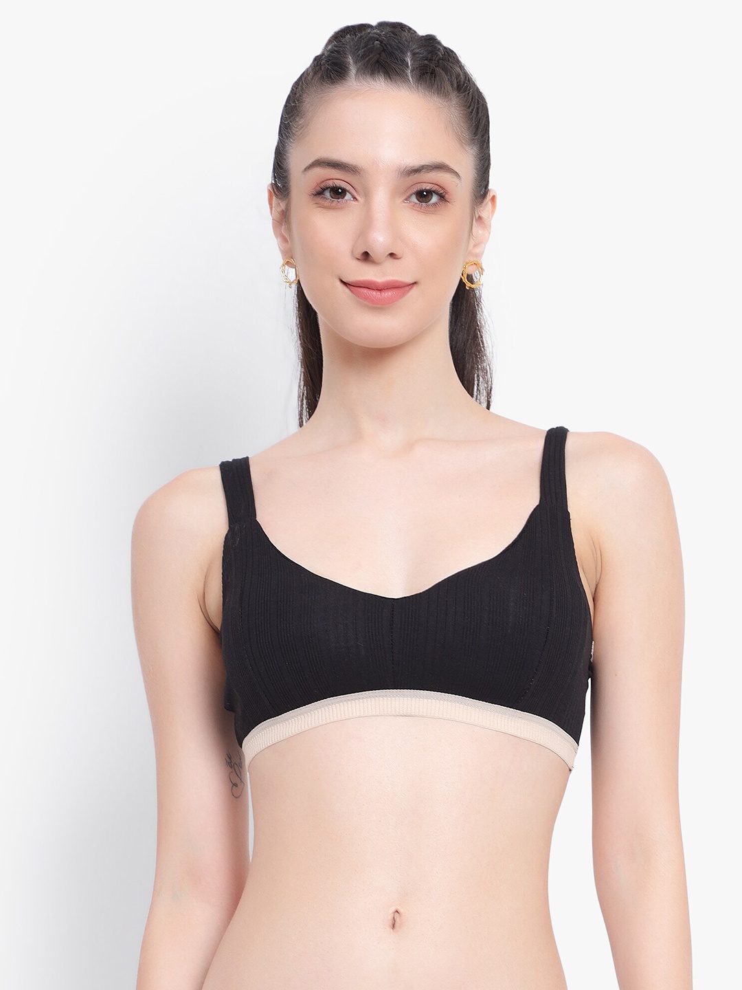 

PARKHA Full Coverage Removable Padding Non-Wired Bra With All Day Comfort, Black