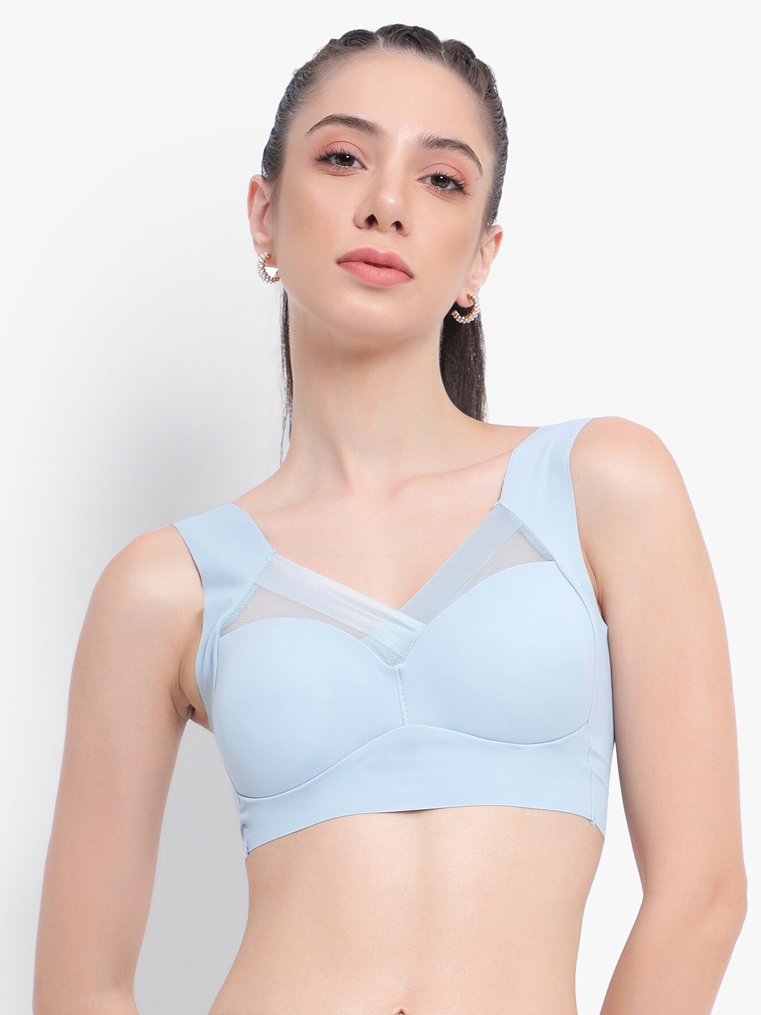 

PARKHA Full Coverage Heavily Padded 360 Degree Dry Fit Support High Support Workout Bra, Blue
