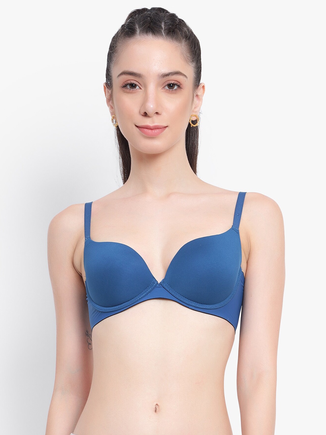 

PARKHA Half Coverage Underwired Heavily Padded Bra All Day Comfort, Blue