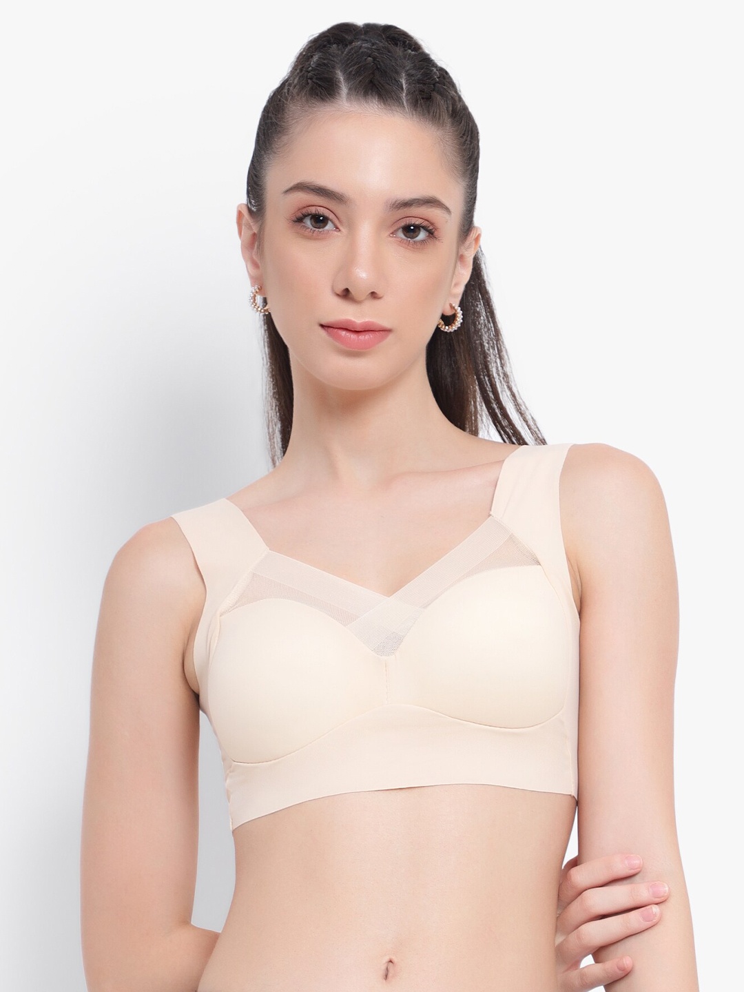 

PARKHA Full Coverage Heavily Padded Non-Wired Rapid-Dry Bra With Dry Fit, Beige