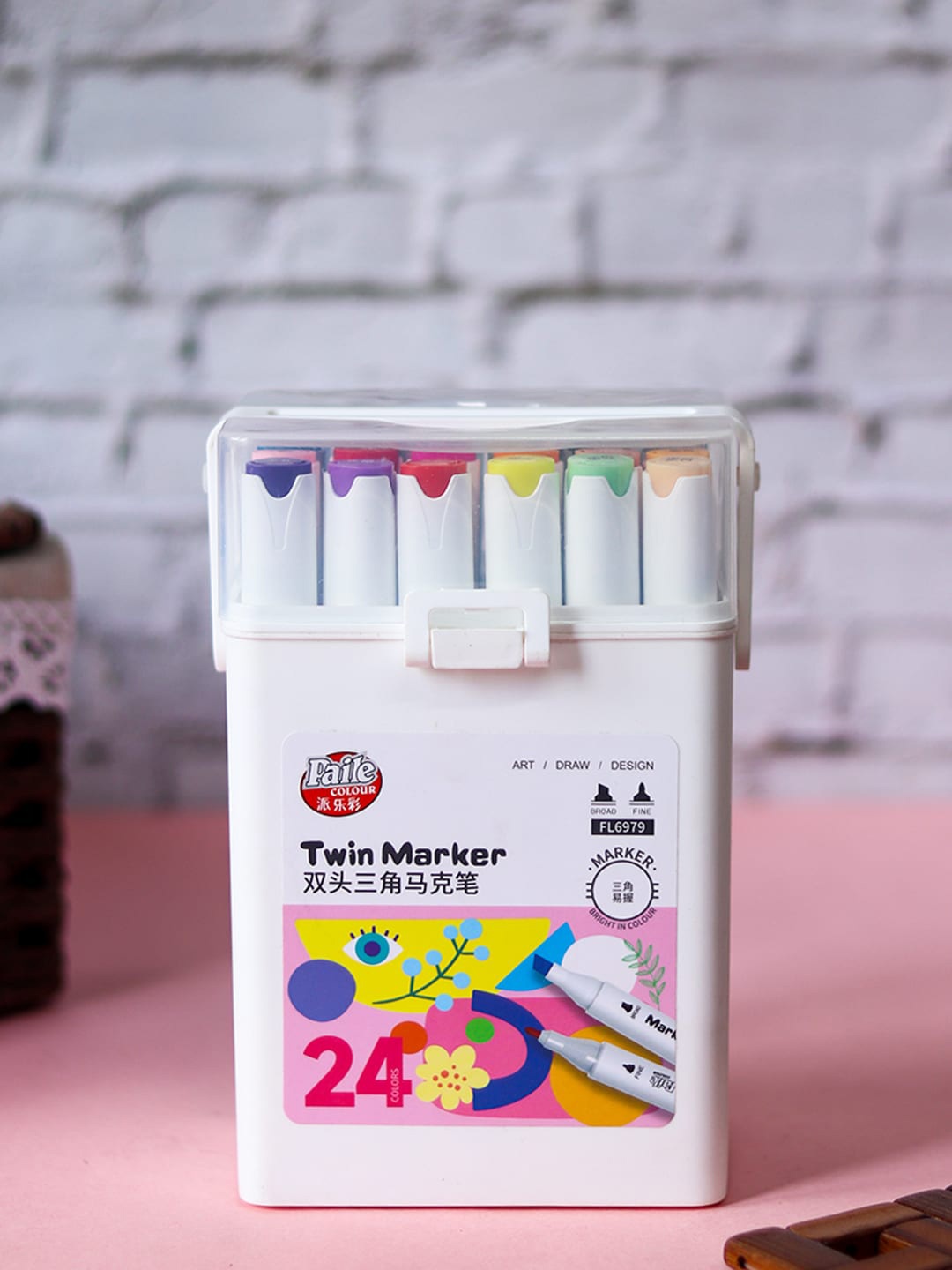 

MARKET99 Set Of 24 Double Sided Colour Pen, White