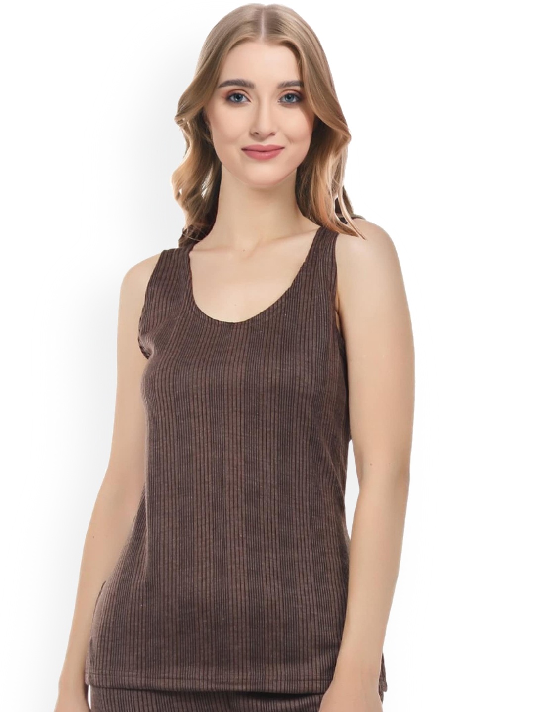 

Boleem Women Striped Sleeveless Thermal Top, Mustard
