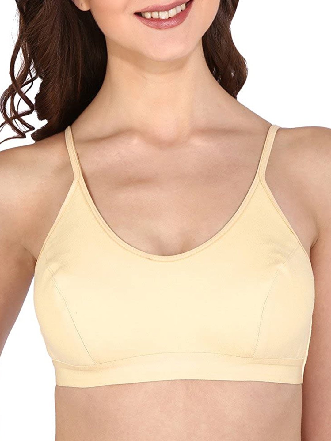 

Bralux Full Coverage Non Padded Non-Wired Workout Bra With All Day Comfort, Cream