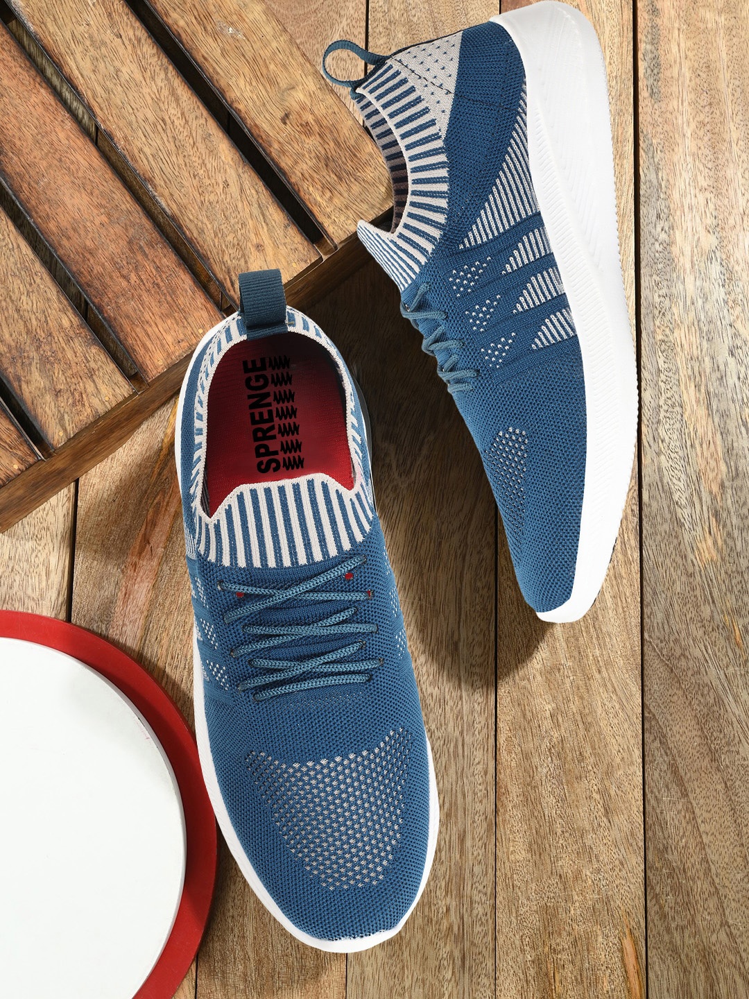 

SPRENGE Men Textured Lightweight Lace-Up Sneakers, Teal