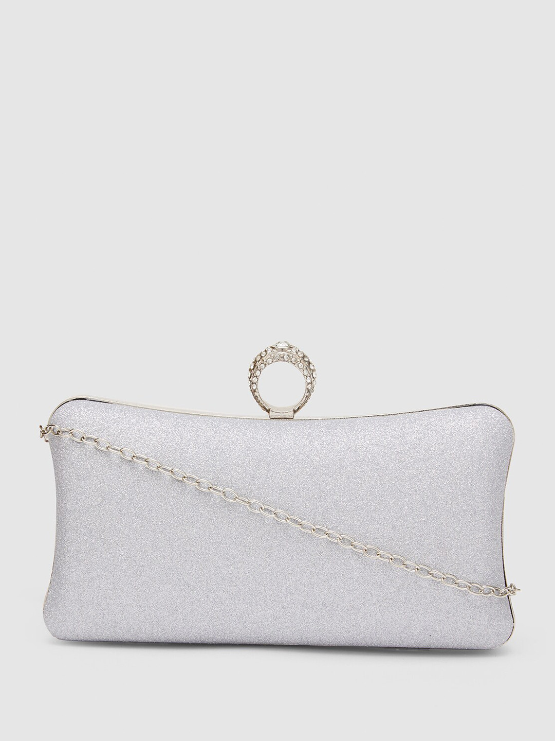 

Globus Embellished Party Box Clutch, Silver