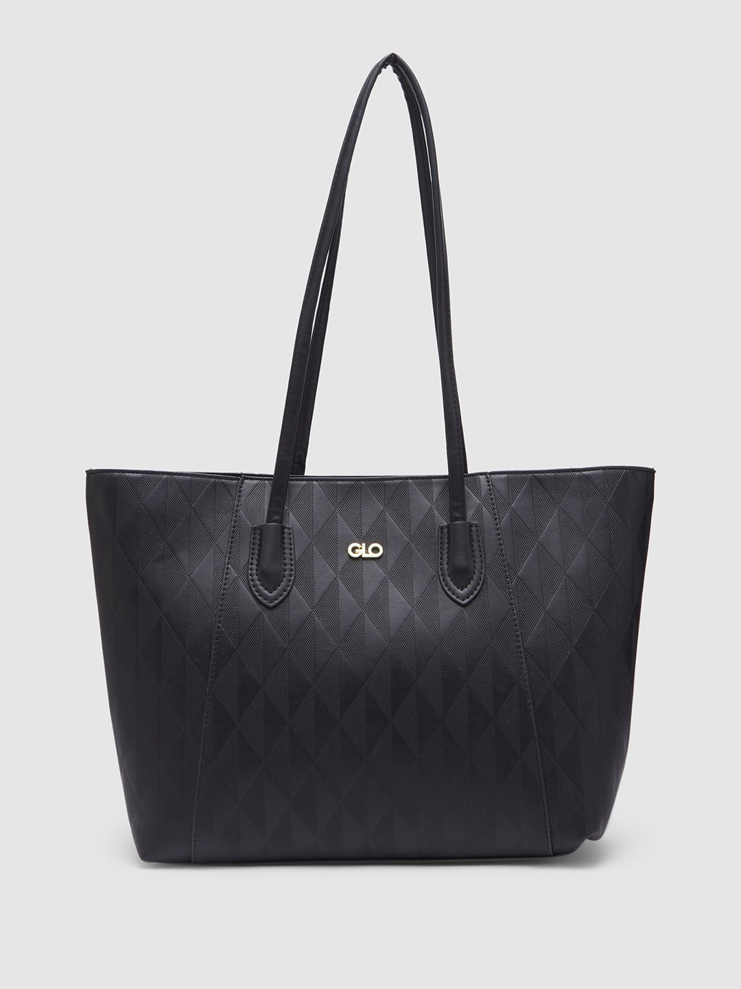 

Globus Women Black Self Design Tote Bag