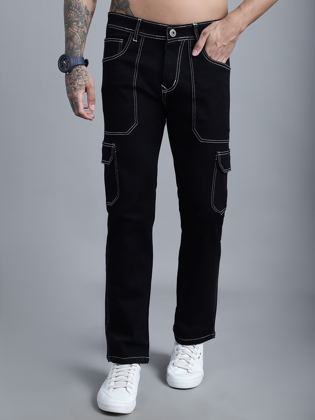 

Rodamo Men Clean Look Stretchable Jeans, Black