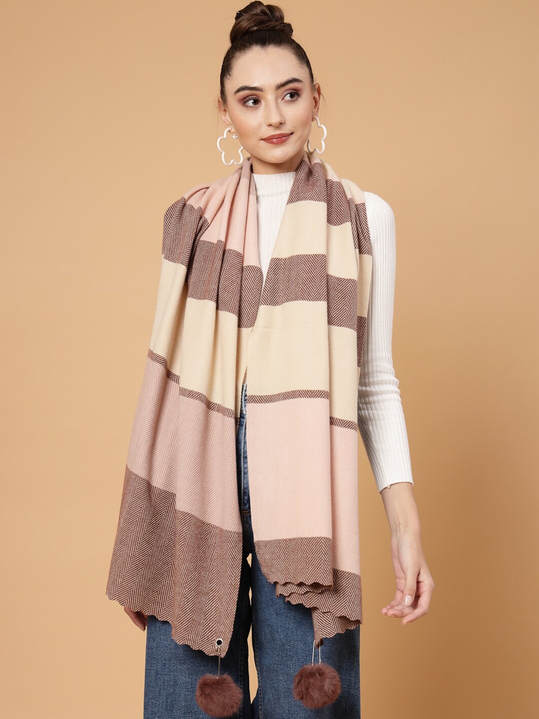 

Mafadeny Checked Stole, Rose
