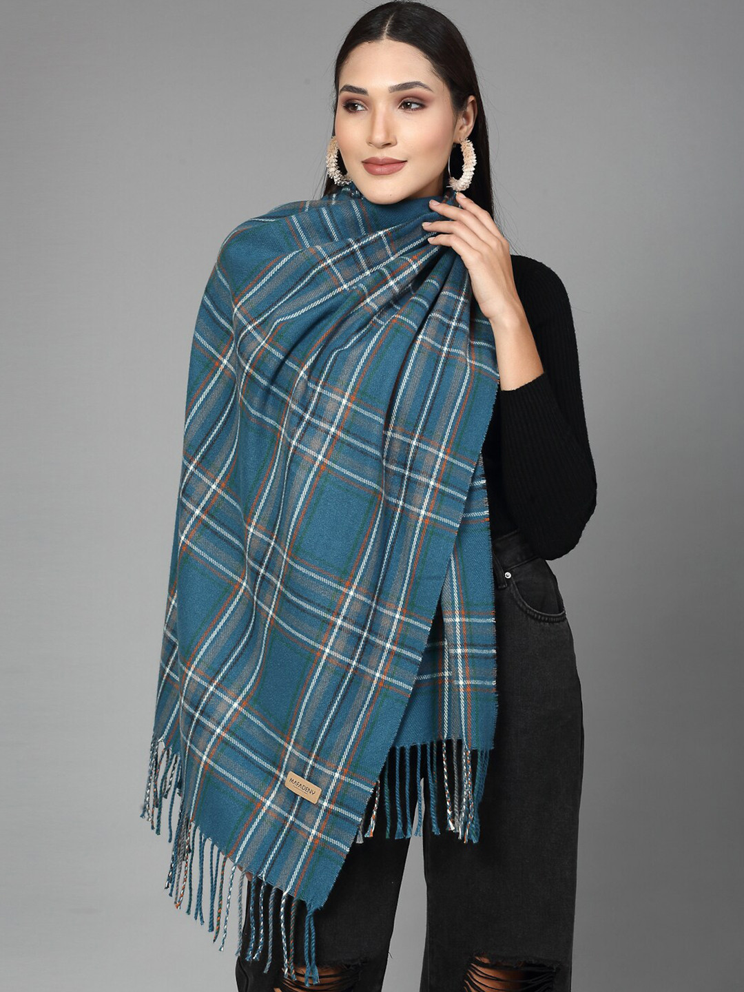 

Mafadeny Checked Stole, Green