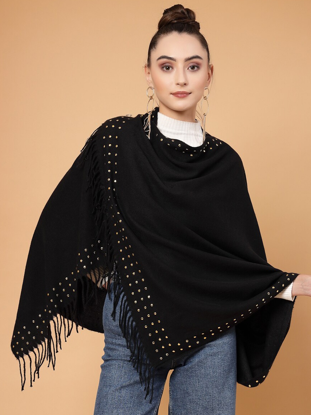 

Mafadeny Winter Stole With Tasselled, Black