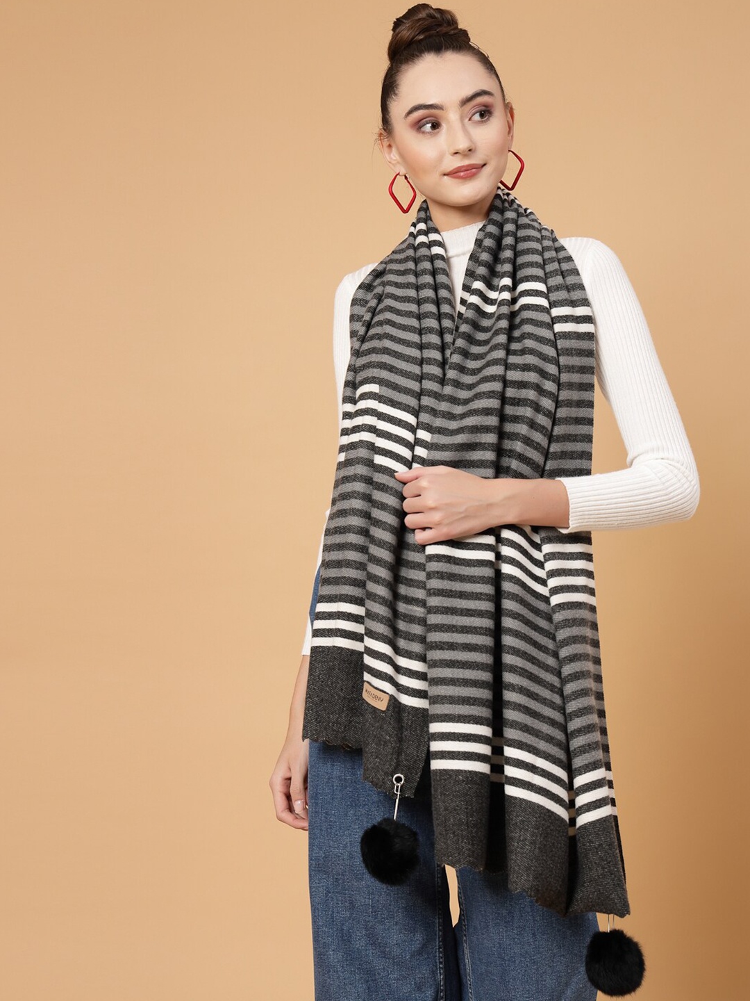 

Mafadeny Striped Stole, Black