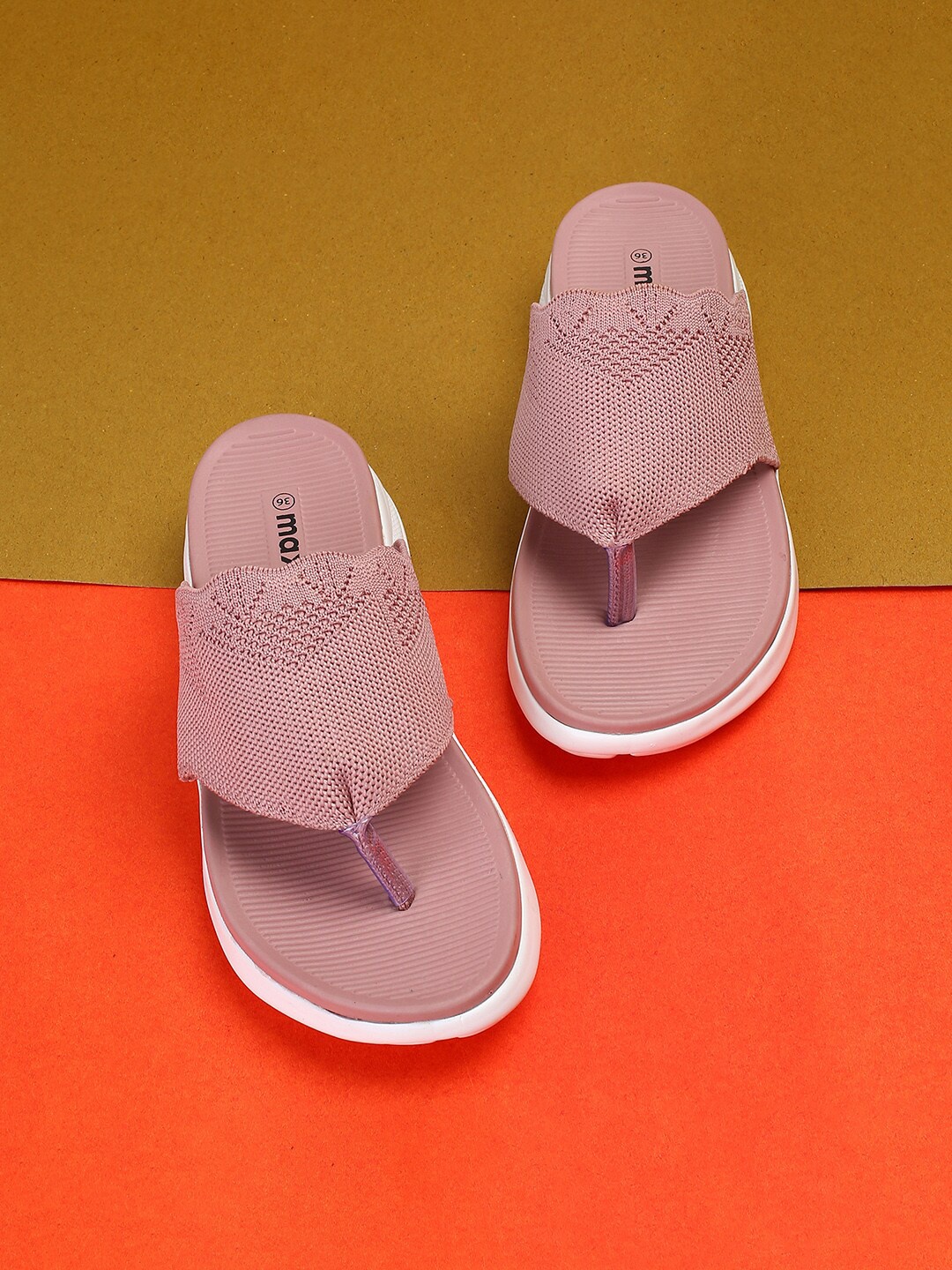 

max Textured Open Toe Flats, Pink