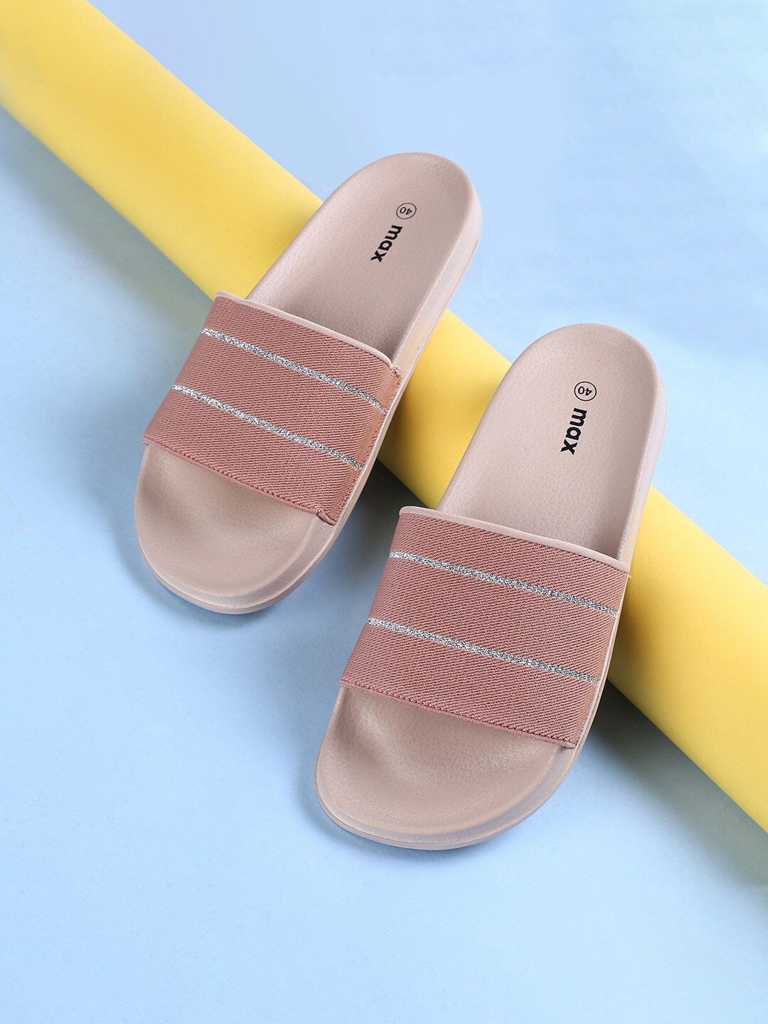 

max Women Striped Sliders, Nude