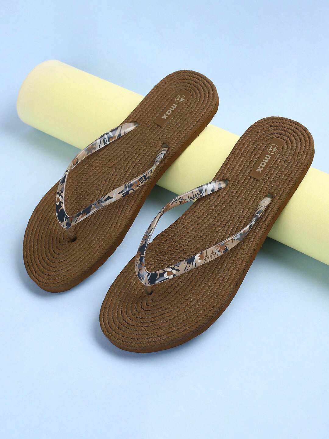 

max Women Self Design Thong Flip-Flops, Brown