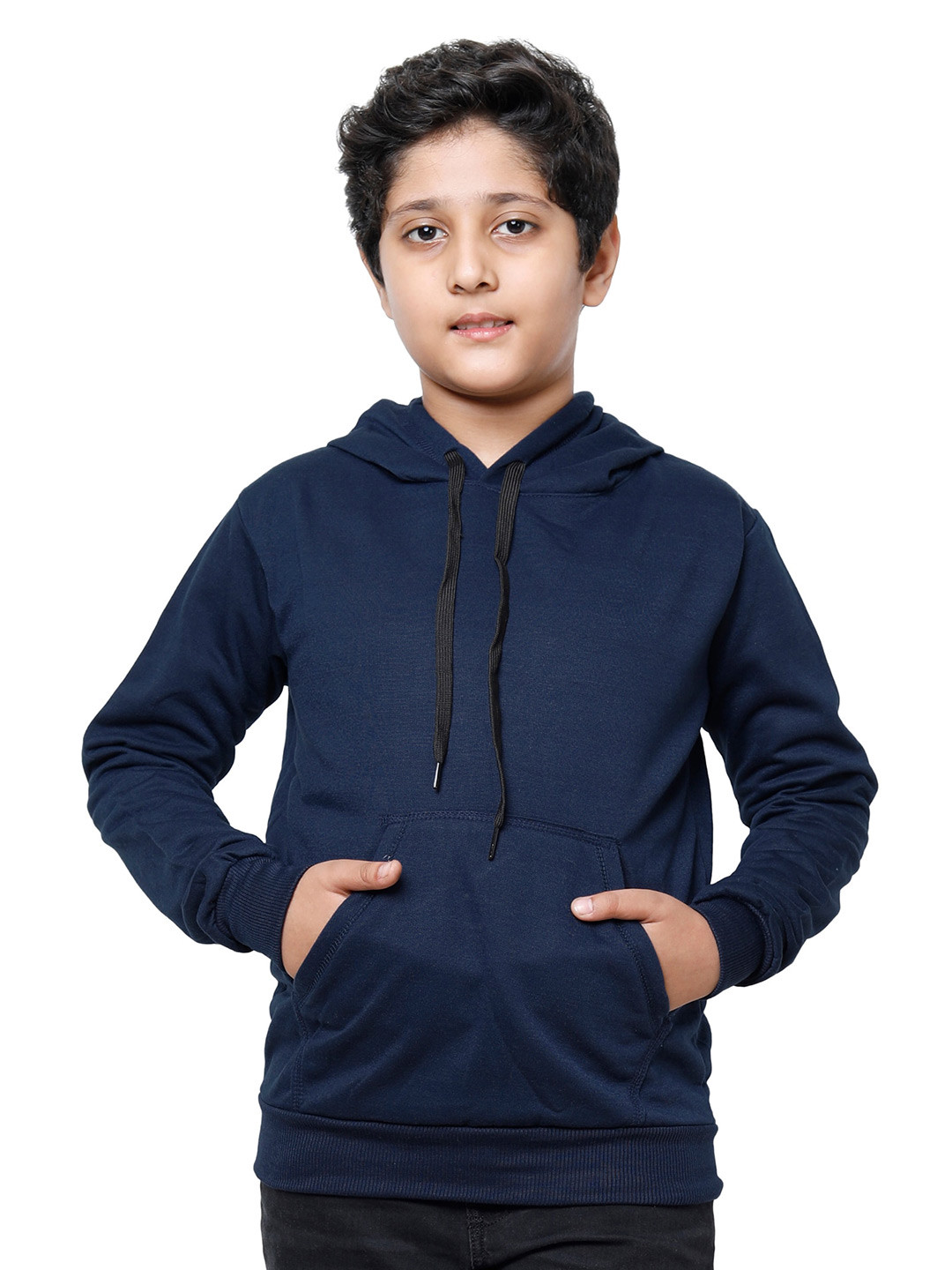

IndiWeaves Boys Hooded Fleece Pullover, Navy blue