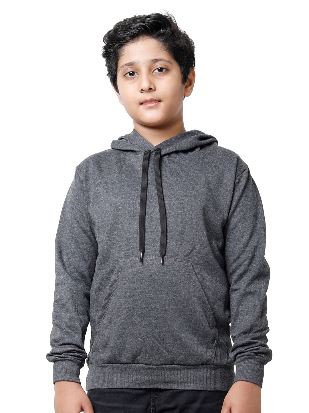 

IndiWeaves Boys Hooded Fleece Pullover Sweatshirt, Grey
