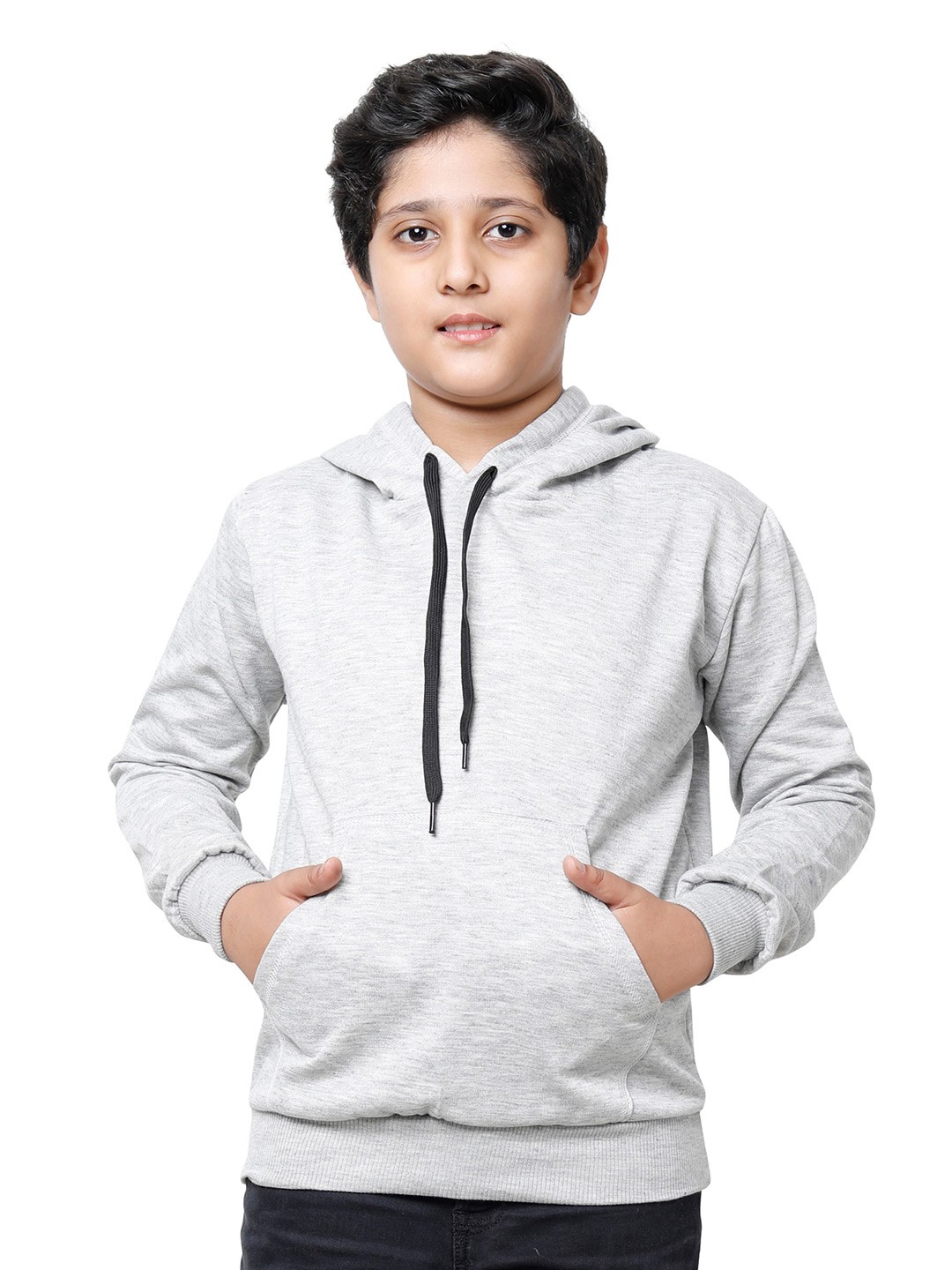 

IndiWeaves Boys Hooded Fleece Pullover Sweatshirt, Grey
