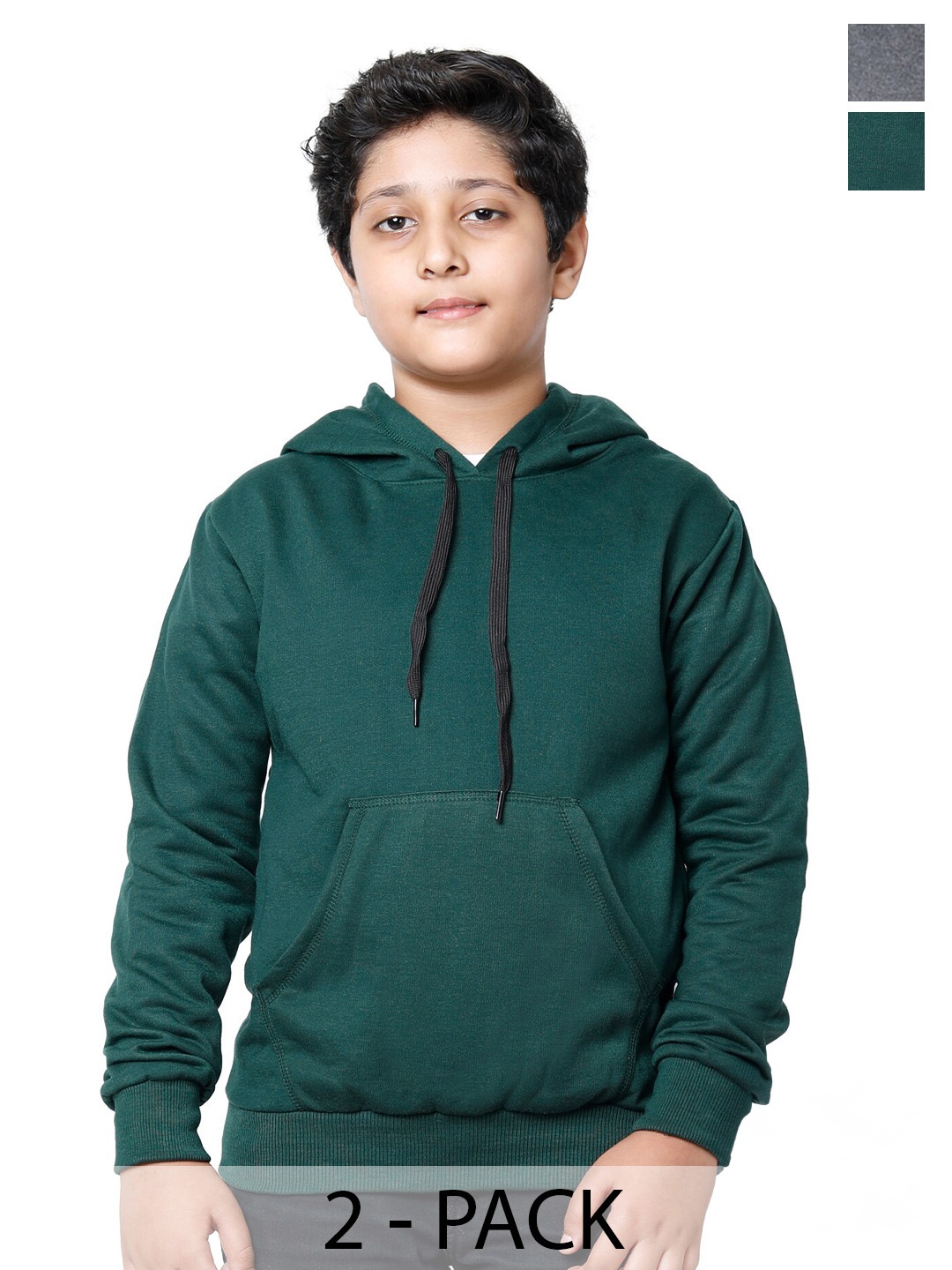 

IndiWeaves Boys Pack Of 2 Hooded Fleece Pullover, Teal