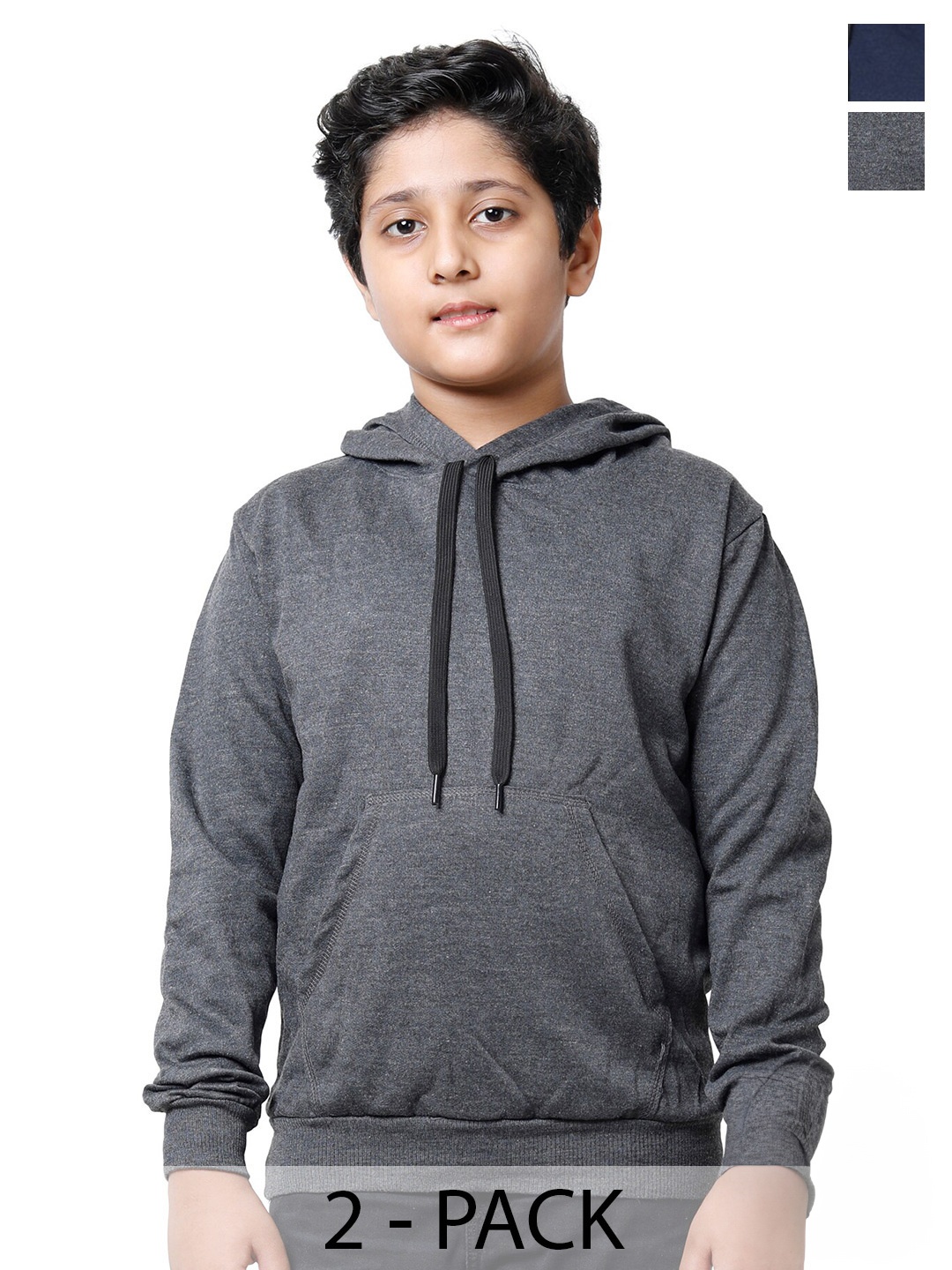 

IndiWeaves Boys Pack of 2 Hooded Pullover Sweatshirts, Grey