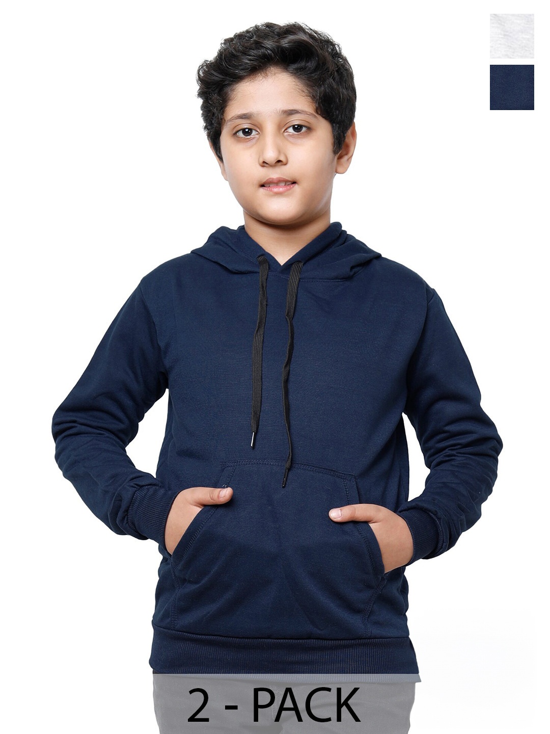 

IndiWeaves Boys Pack Of 2 Hooded Pullover Sweatshirt, Navy blue
