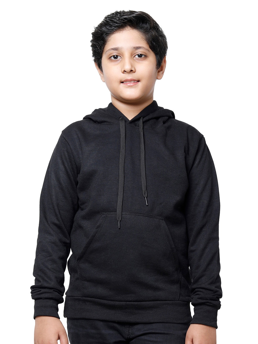 

IndiWeaves Boys Hooded Fleece Pullover Sweatshirt, Black