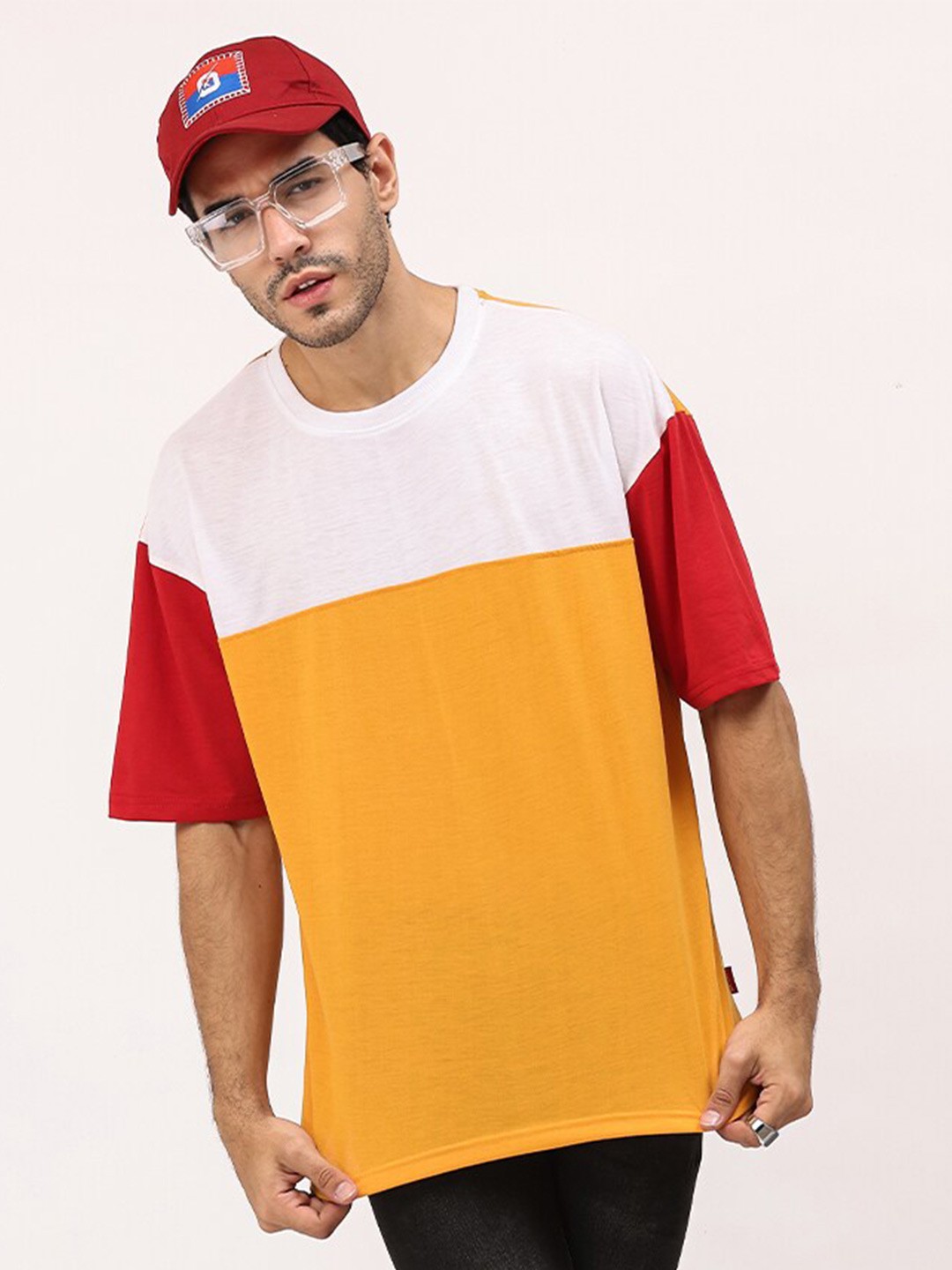 

Leotude Colourblocked Cotton T-shirt, Yellow