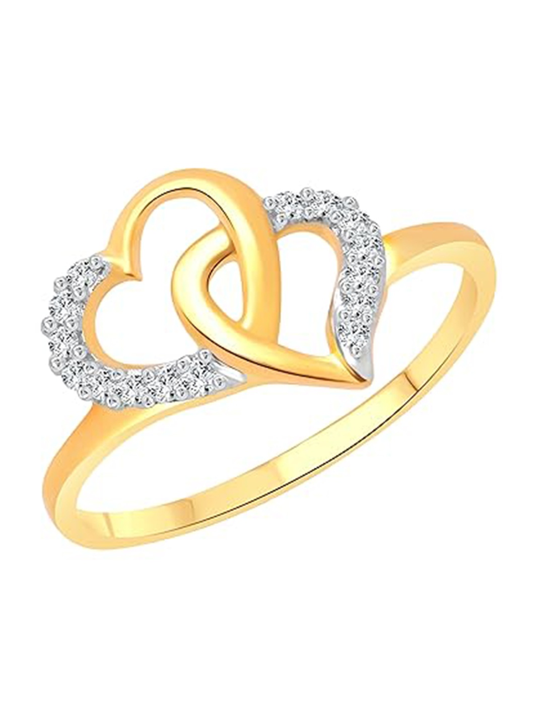 

Vighnaharta Gold Plated Cubic Zirconia Stone Studded Double Heart Finger Ring