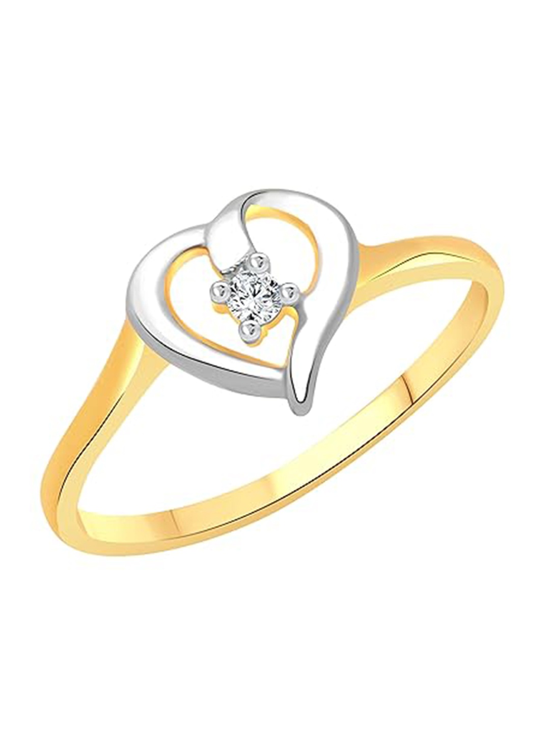 

Vighnaharta Rhodium Plated CZ Studded Heart Shaped Finger Ring, Silver