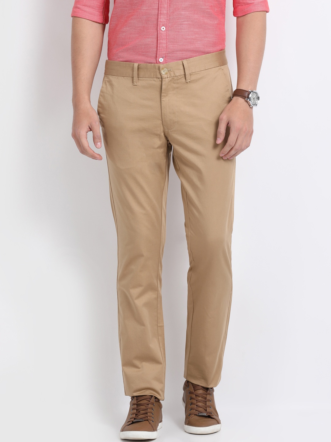 

Indian Terrain Men Khaki Brooklyn Slim Fit Solid Chinos