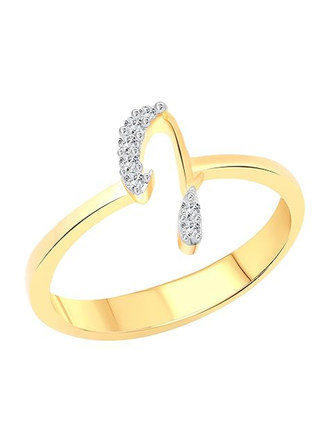 

Vighnaharta Gold-Plated CZ Studded Alphabet J Finger Ring