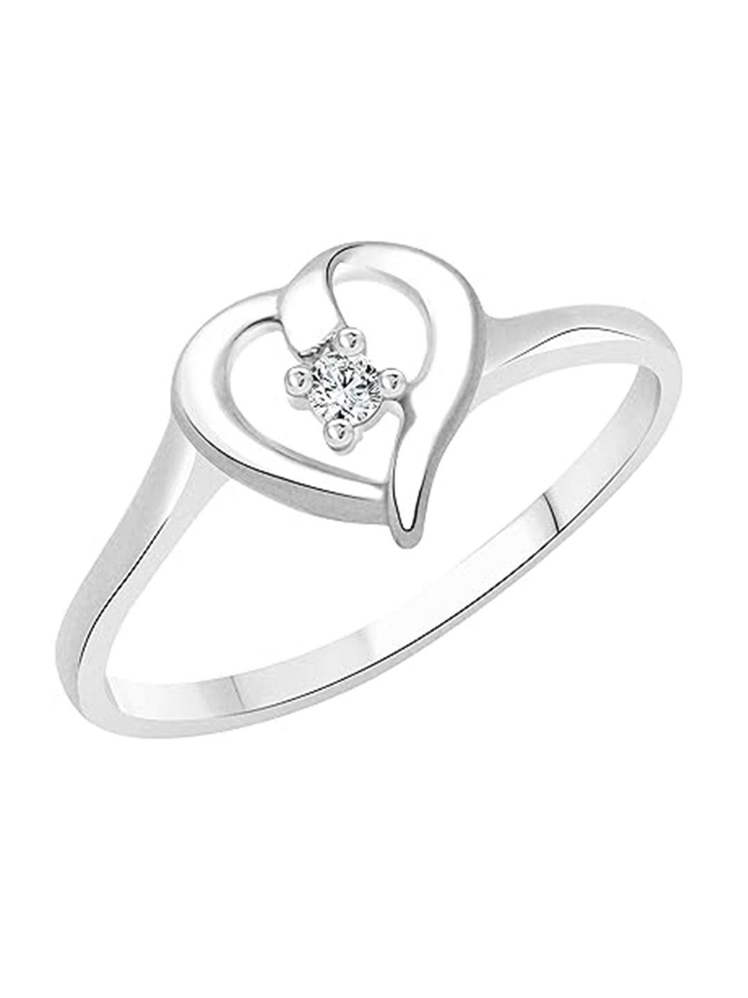 

Vighnaharta Rhodium-Plated CZ Studded Sweet Heart Finger Ring, Silver