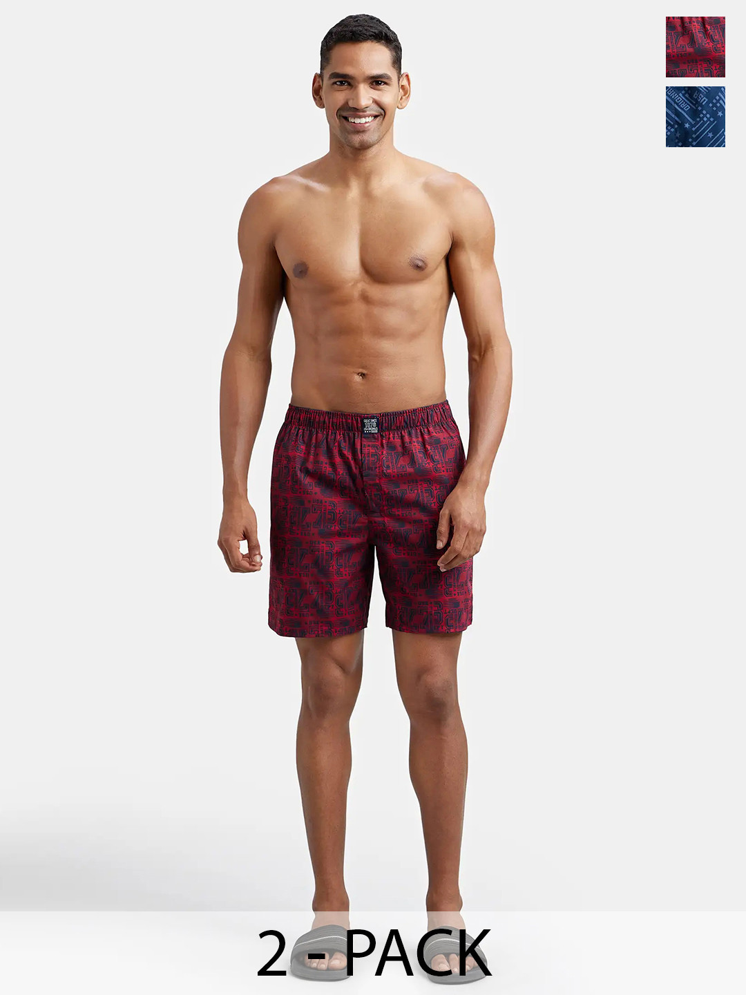 

Jockey Pack Of 2 Super Combed Mercerized Cotton Woven Printed Boxer Shorts-US57, Navy blue