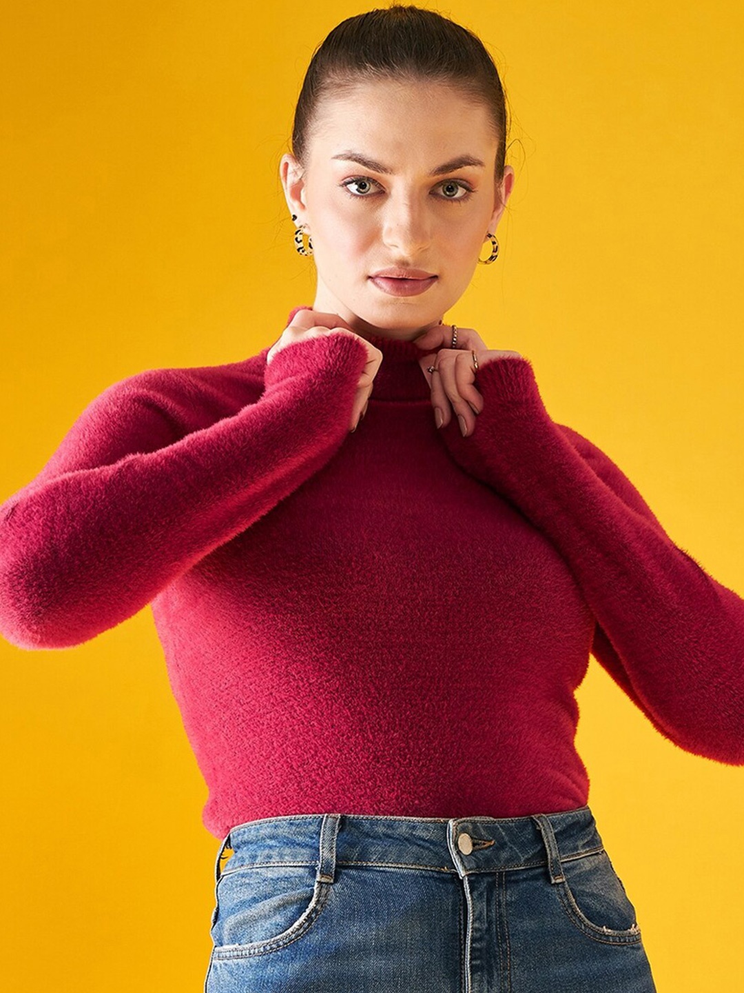 

98 Degree North Turtle Neck Long Sleeves Pullover, Burgundy