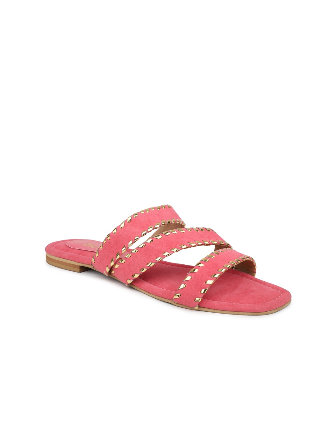 

Inc 5 Embellished Suede Open Toe Flats, Pink