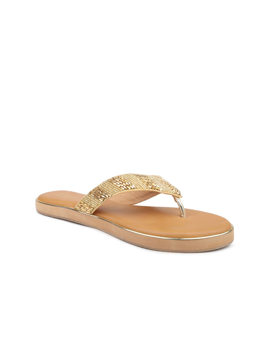 

Inc 5 Embellished Ethnic Open Toe Flats, Gold