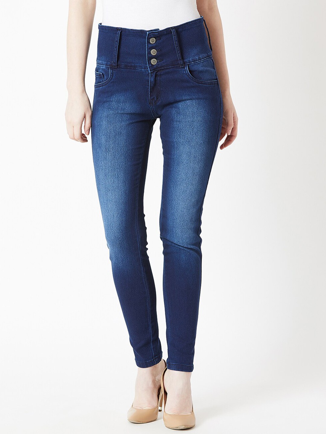 

DressBerry Women's Skinny Fit High Rise Regular Length Stretchable Denim Jeans, Navy blue