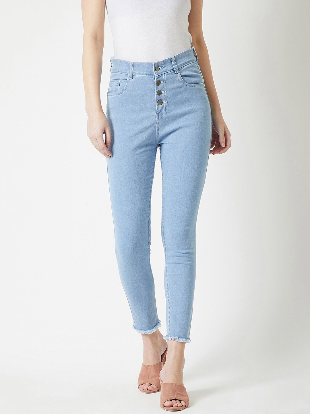 

DressBerry Women Clean Look Skinny Fit High-Rise Cotton Stretchable Jeans, Blue
