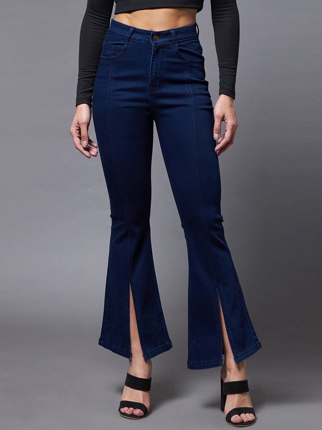 

DressBerry Women Clean Look Bootcut High-Rise Cotton Stretchable Jeans, Blue