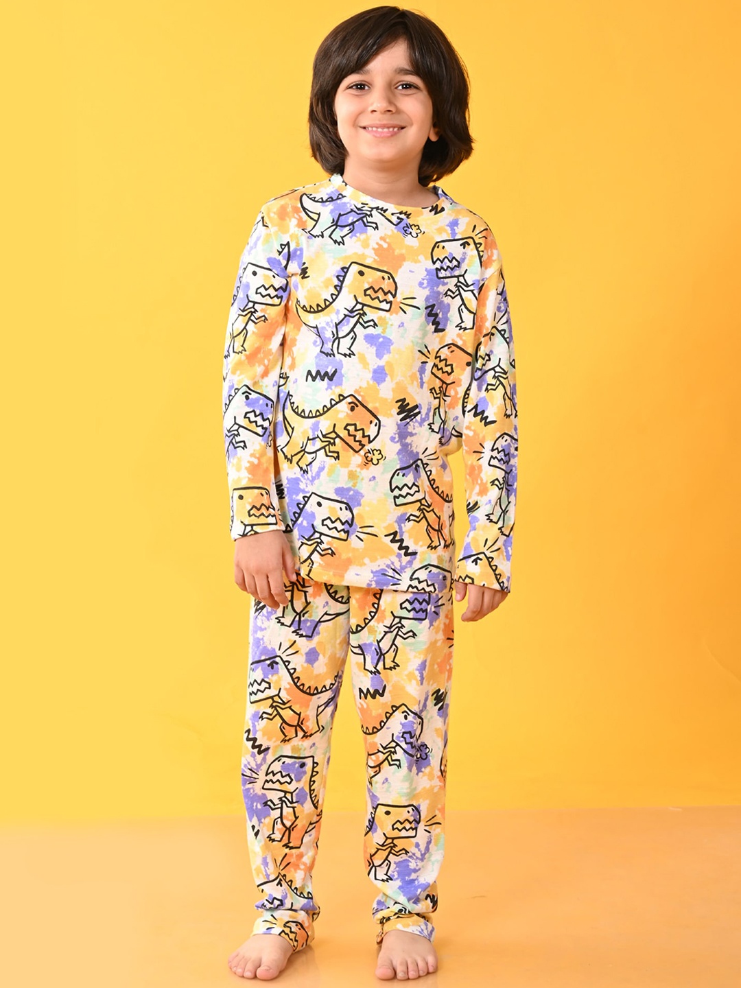 

Anthrilo Boys White & Purple Printed Night suit