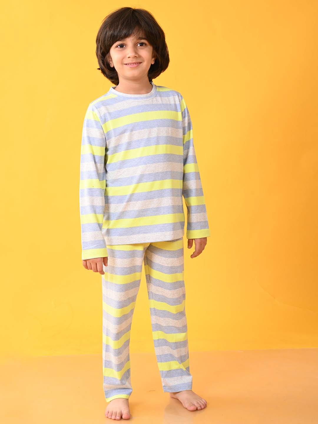 

Anthrilo Boys Striped Printed Round Neck Long Sleeve Night suit, Blue
